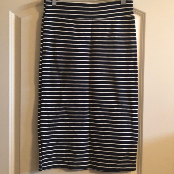 Navy and White Striped Skirt